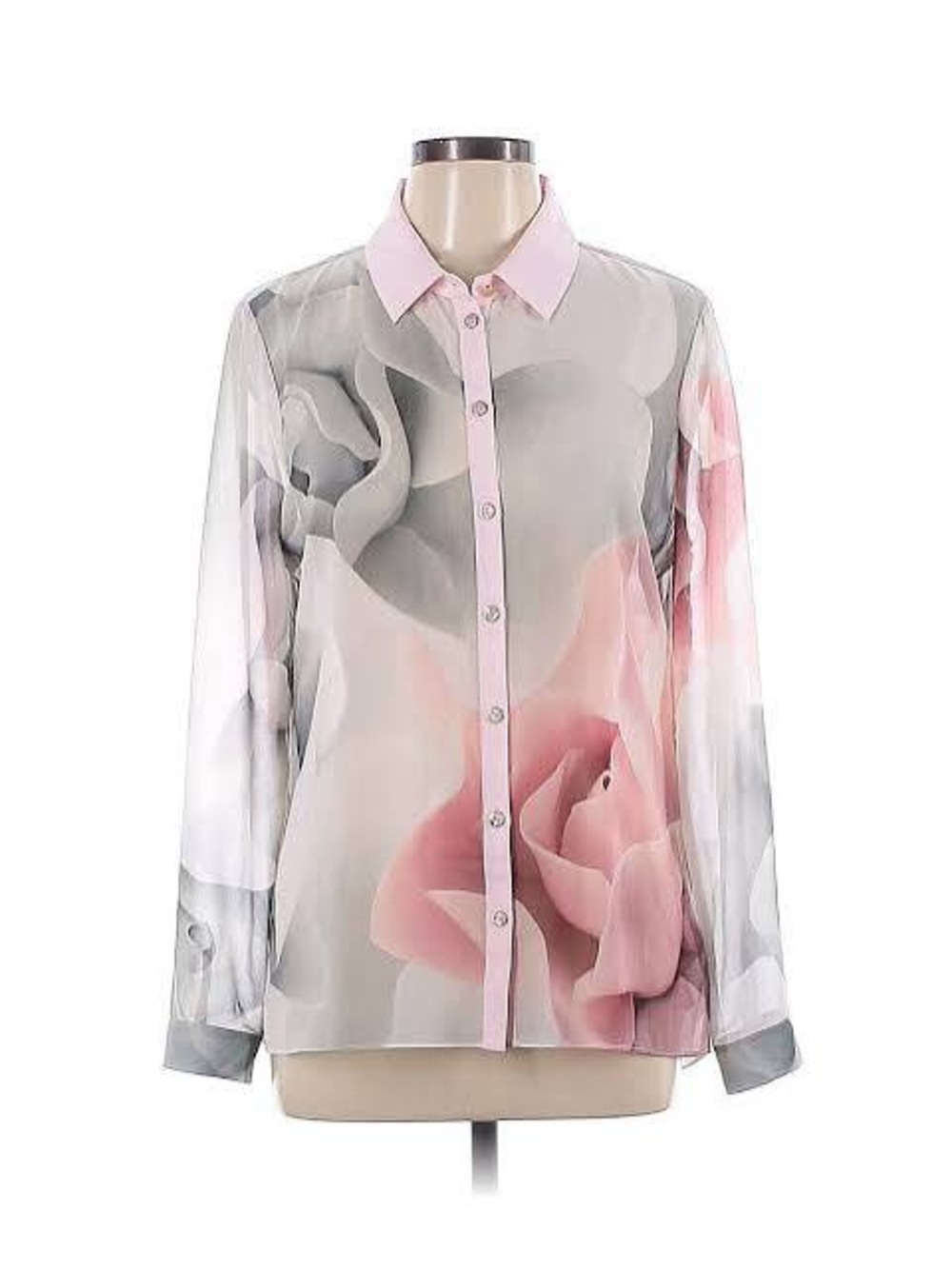 Ted Baker Sheer Floral Button-Down Blouse - Pink